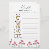 Summer floral bridal shower emoji pictionary game