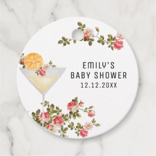 Summer Floral Brunch Bubbly Champagne Baby Shower Favour Tags