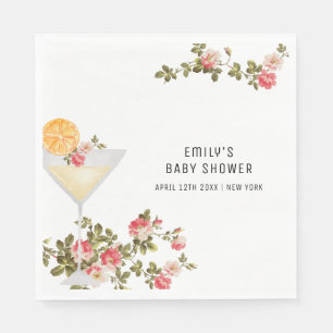 Summer Floral Brunch Bubbly Champagne Baby Shower Napkin