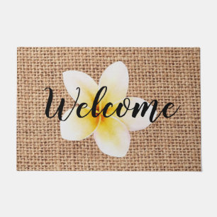 Summer floral design burlap vacation wife welcome doormat