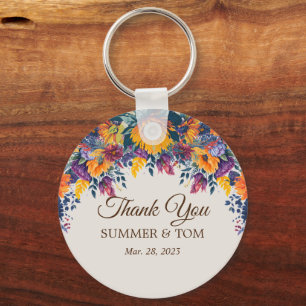 Summer Floral elegant Thank you Key Ring