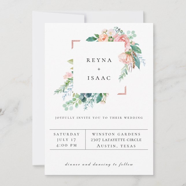 Summer Floral Frame Wedding Invitation (Front)