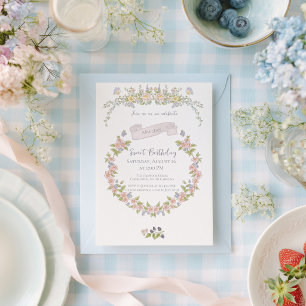 Summer Floral Garden Birthday  Invitation