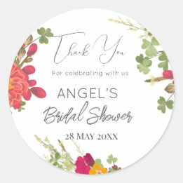 Summer Floral Garden Bridal Shower Thank You Classic Round Sticker