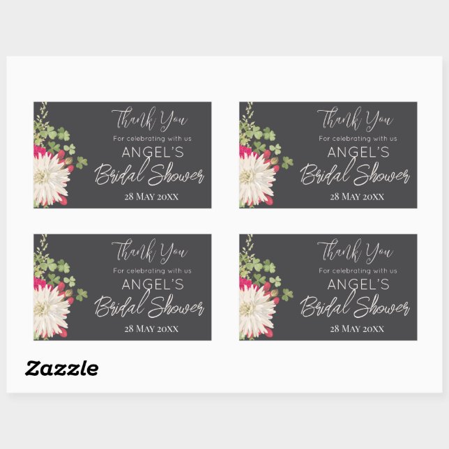 Summer Floral Garden Bridal Shower Thank You  Rectangular Sticker (Sheet)