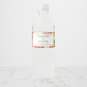 Summer Floral Garden Wedding Favours Water Bottle Label