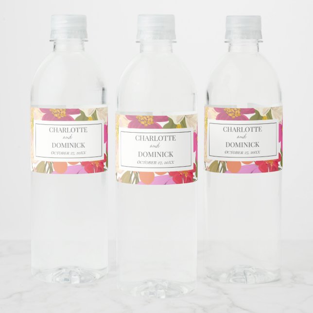 Summer Floral Garden Wedding Favours   Water Bottle Label (Bottles)