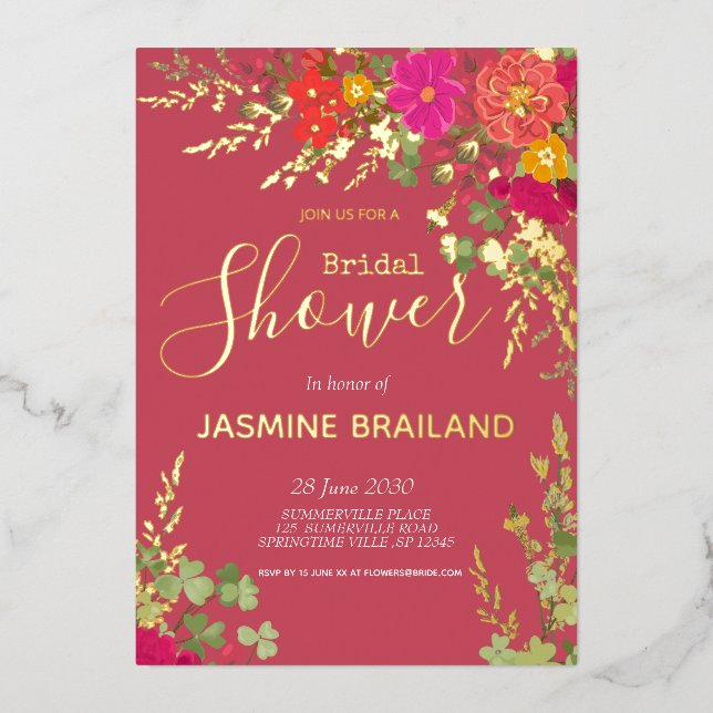 Summer Floral Garden Wildflowers Bridal Shower Foi (Front)