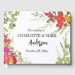 Summer Floral Garden Wildflowers wedding Guest Book