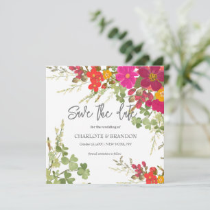 Summer Floral Garden Wildflowers Wedding Invitation