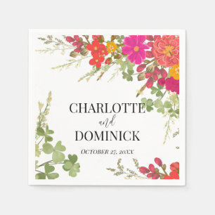 Summer Floral Garden Wildflowers Wedding Napkin