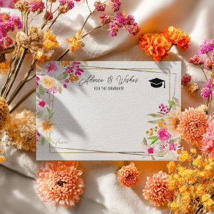 Summer floral gold graduation advice wishes enclosure card