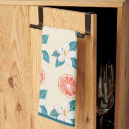 Summer Floral Grapefruit – Coastal Citrus Design Tea Towel