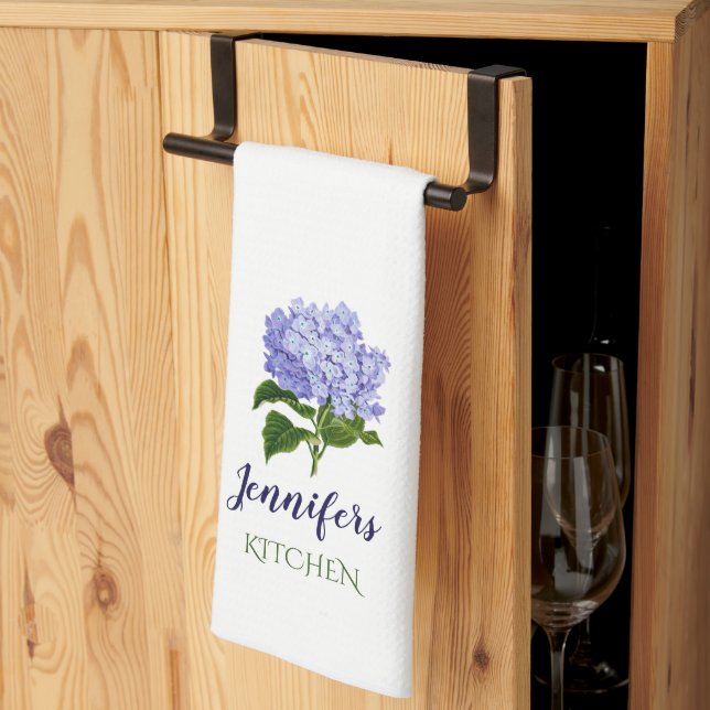 Summer Floral Hydrangea Kitchen Towel (Thirds Fold)