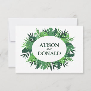Summer floral palm tree leaves personalised invitation