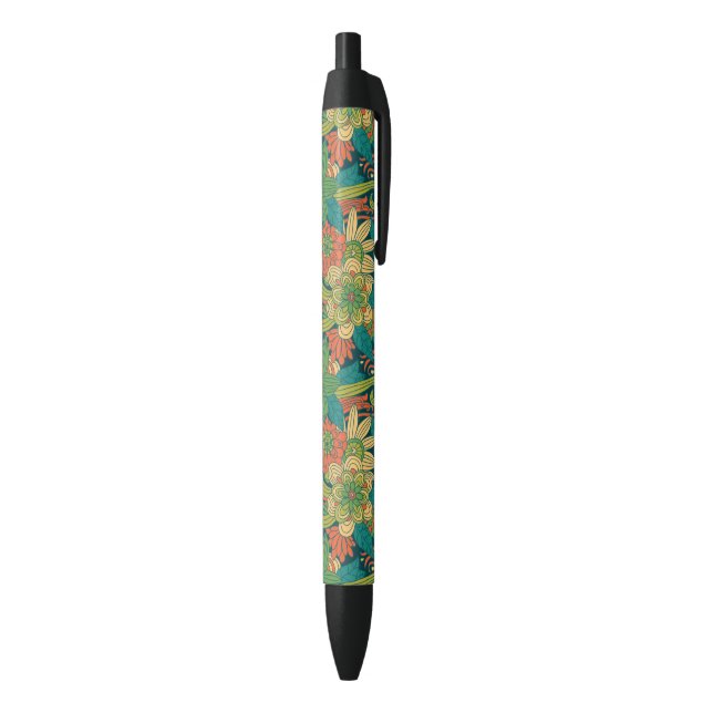 Summer floral pattern black ink pen (Bottom (Vertical))