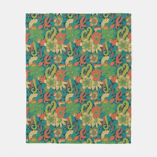 Summer floral pattern fleece blanket (Front)