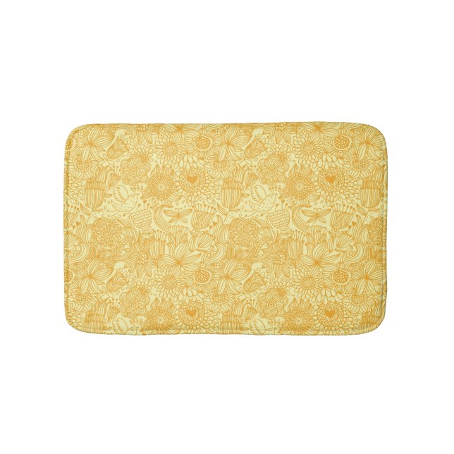 Summer floral pattern in warm colours bath mat (Front)
