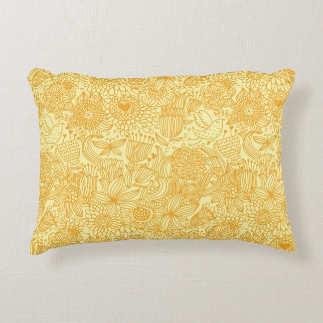 Summer floral pattern in warm colours decorative cushion (Front)