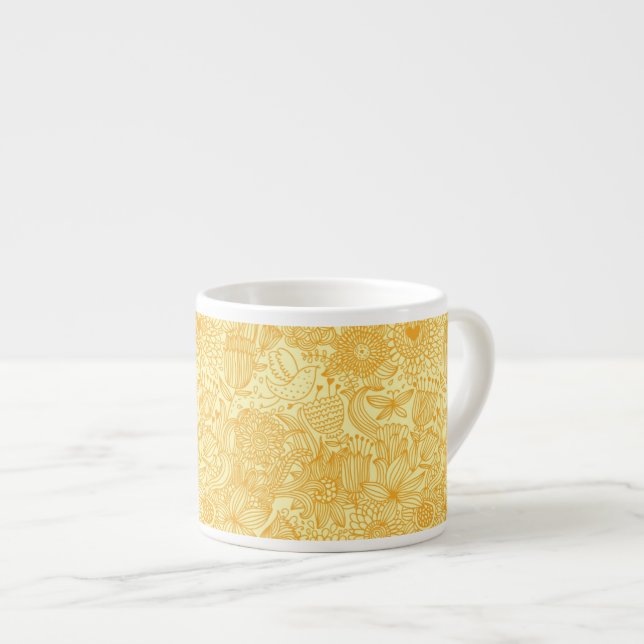 Summer floral pattern in warm colours espresso cup (Front Right)