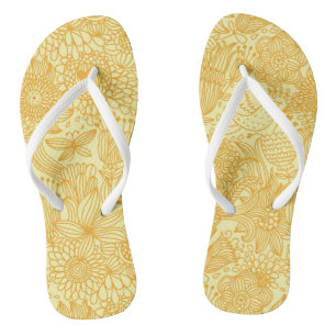 Summer floral pattern in warm colours jandals