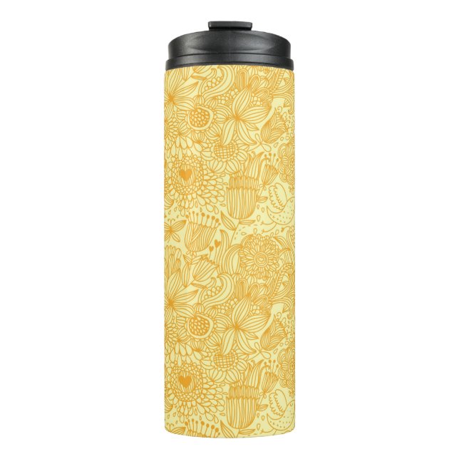 Summer floral pattern in warm colours thermal tumbler (Front)