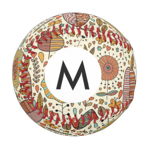 Summer floral pattern made of leaves baseball