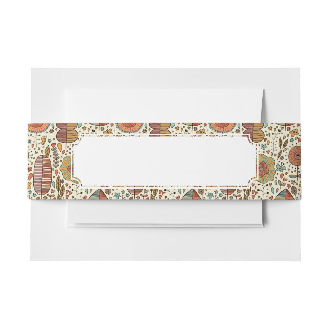 Summer floral pattern made of leaves invitation belly band (Front Example)