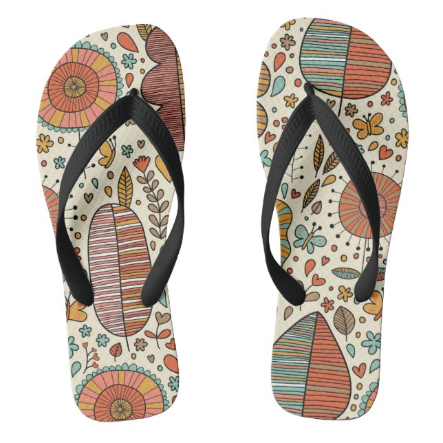 Summer floral pattern made of leaves jandals (Footbed)