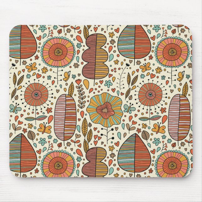 Summer floral pattern made of leaves mouse pad (Front)
