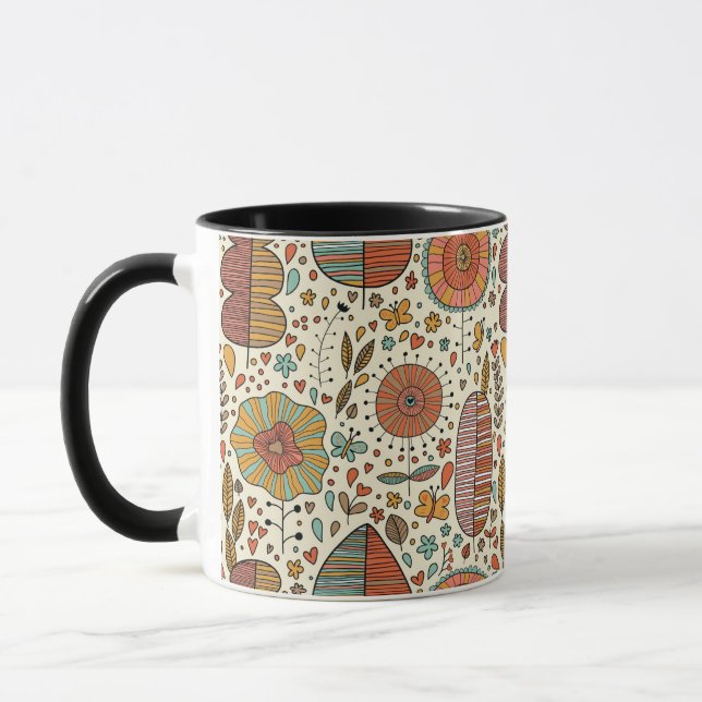 Summer floral pattern made of leaves mug (Left)