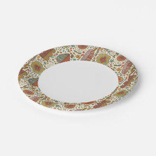Summer floral pattern made of leaves paper plate