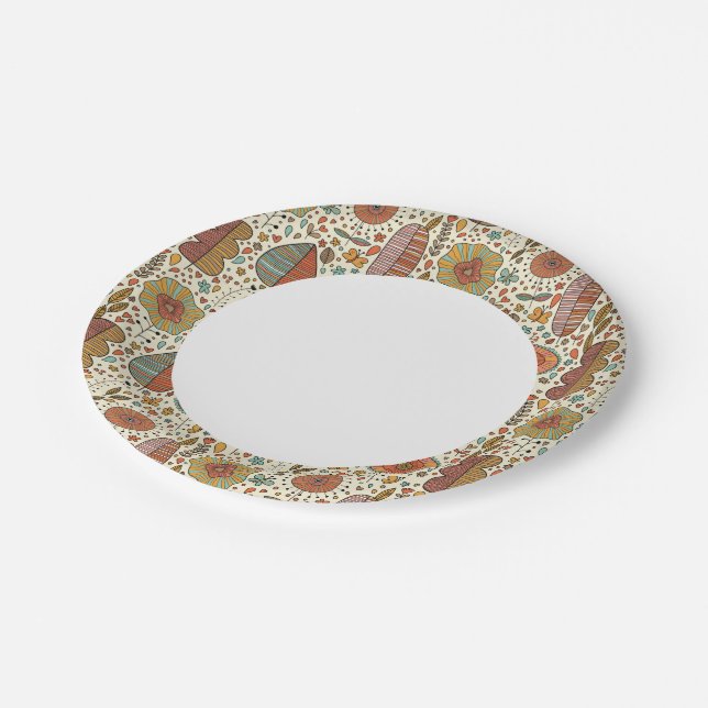 Summer floral pattern made of leaves paper plate (Angled)