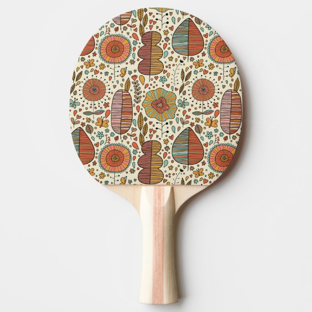 Summer floral pattern made of leaves ping pong paddle (Front)