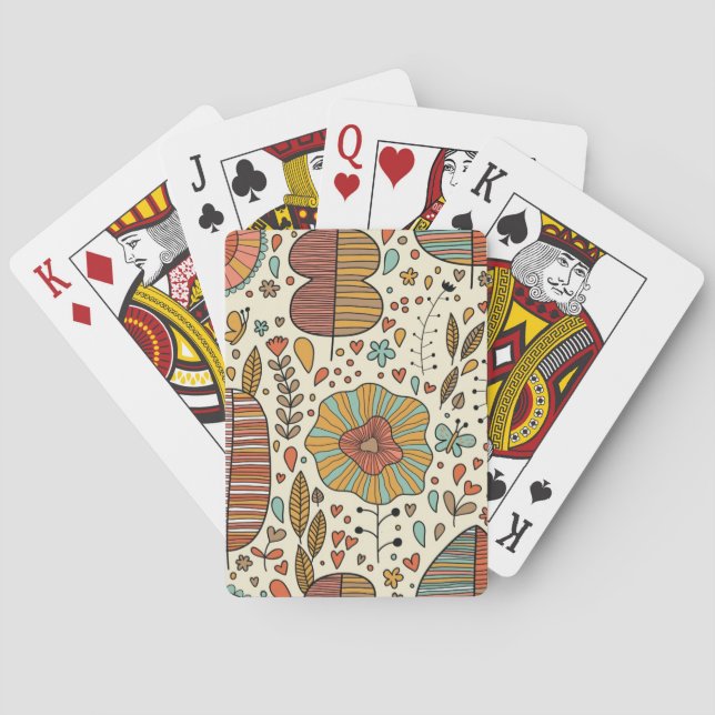 Summer floral pattern made of leaves playing cards (Back)