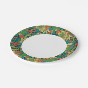 Summer floral pattern paper plate