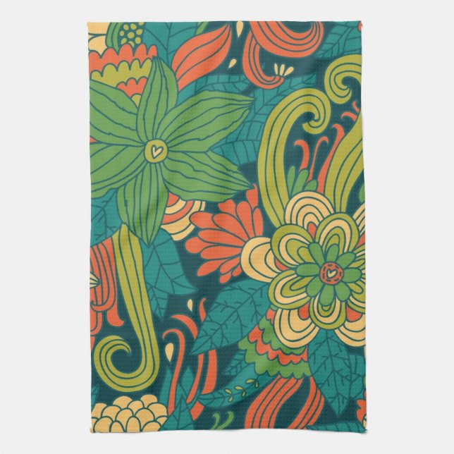 Summer floral pattern tea towel (Vertical)