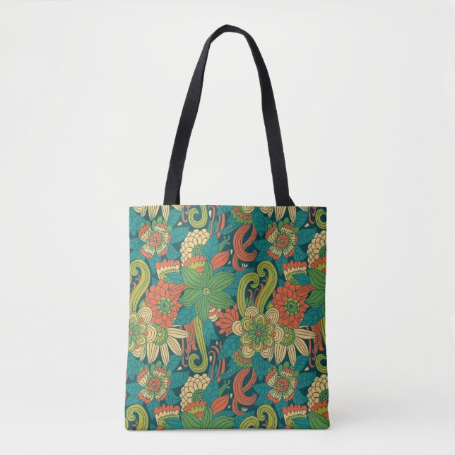 Summer floral pattern tote bag (Front)