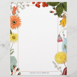 Summer Floral Personalised Custom Letterhead