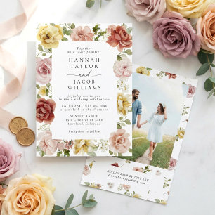 Summer Floral Photo Wedding Invitation