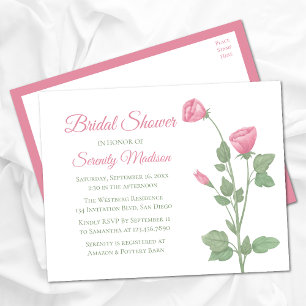 Summer Floral Pink Flowers Garden Bridal Shower Invitation Postcard