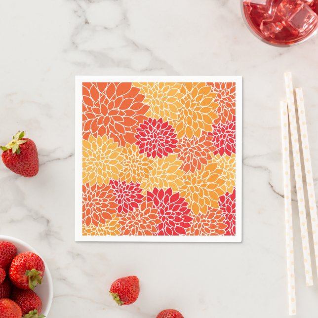 Summer /Floral Red/Orange/Yellow  Napkin (Insitu)