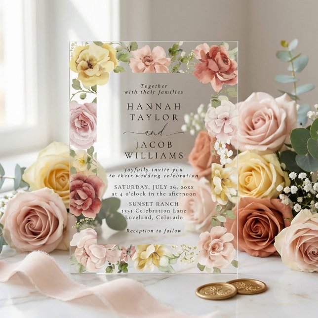 Summer Floral Wedding Acrylic Invitations (Creator Uploaded)