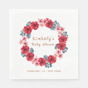 Summer Floral Wreath Baby Shower Napkin