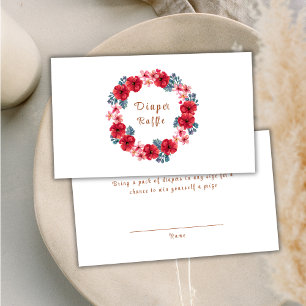 Summer Floral Wreath Diaper Raffle Baby Shower  Enclosure Card