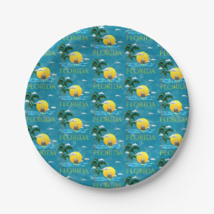 Summer Florida Sailboat Sunset Beach Coastal Paper Plate