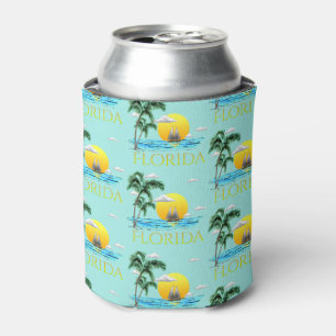 Summer Florida Sailboat Sunset Coastal Beach Can Cooler