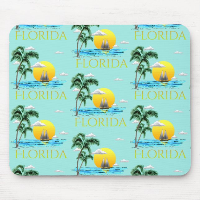 Summer Florida Sailboat Sunset Coastal Beach Mouse Pad (Front)
