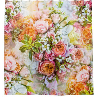 Summer flower background, bouquets of flowers shower curtain
