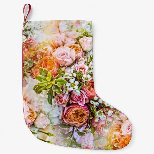 Summer flower background, bouquets of flowers small christmas stocking (Front)